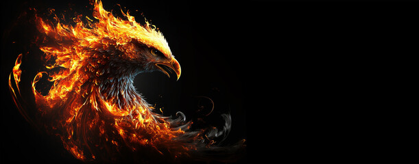 Generative AI illustration of phoenix fire bird - 556555291