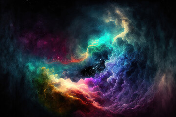 Obraz na płótnie Canvas Background of a colorful galaxy created by hand. Generative AI