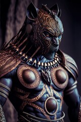 Ancient tribal panther warrior digital art