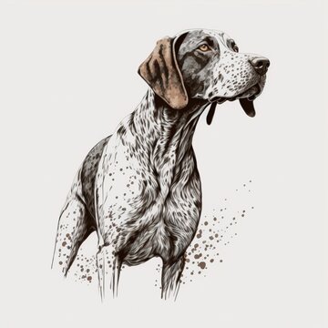 German short-haired pointer dog line art drawing illustration made with Generative AI