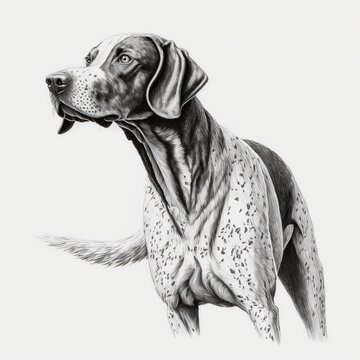 German short-haired pointer dog line art drawing illustration made with Generative AI