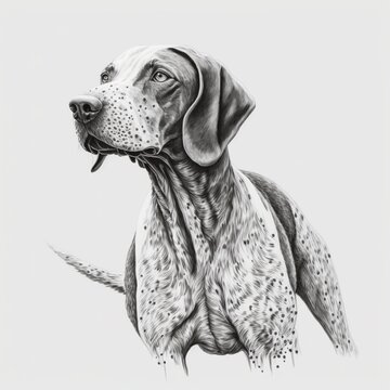 German short-haired pointer dog line art drawing illustration made with Generative AI