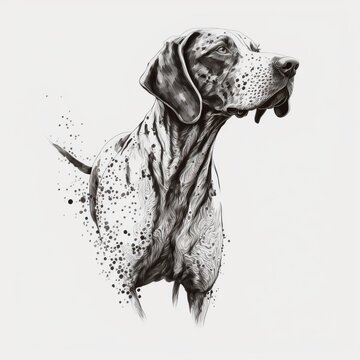 German short-haired pointer dog line art drawing illustration made with Generative AI