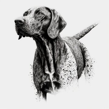 German short-haired pointer dog line art drawing illustration made with Generative AI