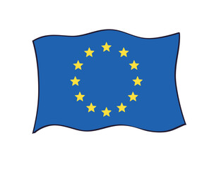 Flag of Europe, European Union flag isolated cartoon vector icon.