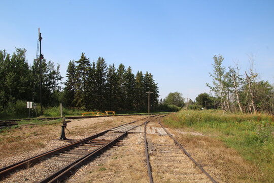 railroad tracks in the countryside