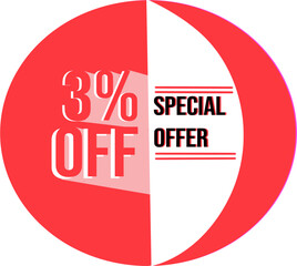 Limited sale offer. Discount ad on a red round sticker. Round emblem of discount for sales. Shopping market poster design. Vector illustration.