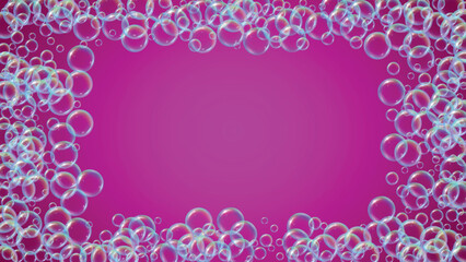 Soap foam. Detergent bath bubble and suds for bathtub. Shampoo.