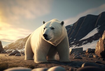 beautiful polar bear, 3d illustration
