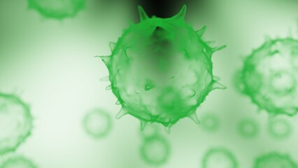 Blue Virus, flu, view of a virus under a microscope, infectious disease. 3D illustration. 3D high quality rendering. 3D CG.