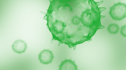 Blue Virus, flu, view of a virus under a microscope, infectious disease. 3D illustration. 3D high quality rendering. 3D CG.