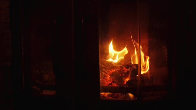Cozy relaxing fireplace. Fireplace with the concept of Christmas holidays.Video for meditation