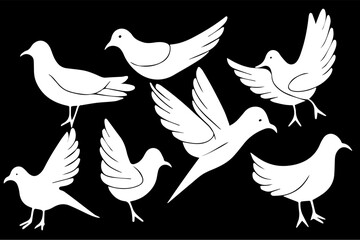 Dove Vector Set, Dove Illustration Set, Dove Vectors