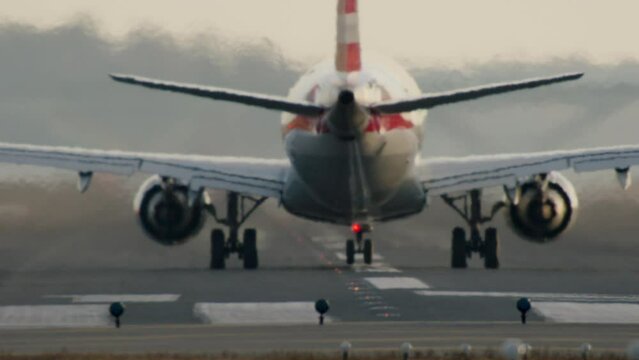 Plane Taxiing Away From Camera With Mirage From Jet Heat
