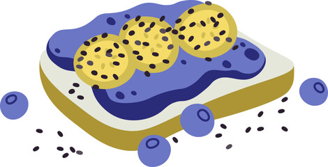 Tasty healty chia sandwich flat icon
