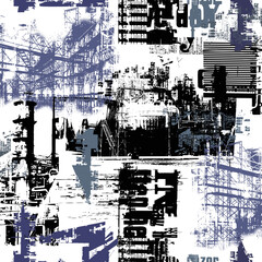 Seamless pattern with the image of a factory plant,