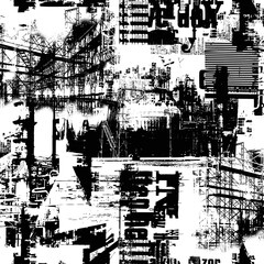 Obraz premium Seamless pattern with the image of a factory plant,