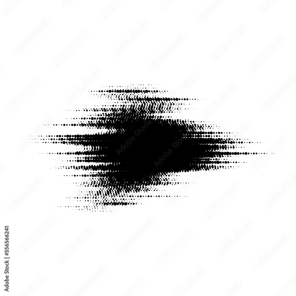 Poster grunge glitched halftone spot. distorted comic pop art textured stain. spotted dots background blot.