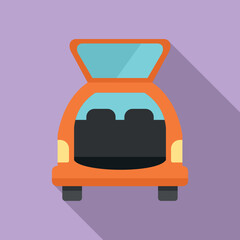 Suitcase trunk icon flat vector. Car door. Open vehicle