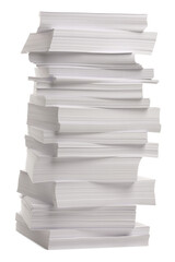 Stack of paper sheets on white background