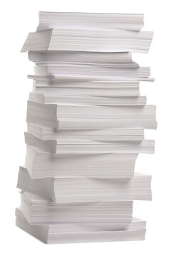 Stack of paper sheets on white background