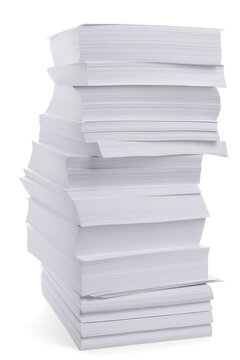 Stack of paper sheets on white background