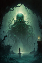 Scary Cthulu monster from the deep sea