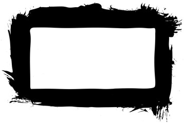Black rectangular frame drawn with a brush. Isolated black brush strokes.