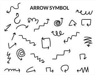 Arrow sign set in hand drawn style, black, doodle, abstract, cartoon, circle, square, comic, monochrome, unique shape, infographic
