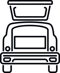 Delivery car trunk icon outline vector. Vehicle door. Travel suitcase