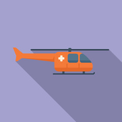 Flying rescue helicopter icon flat vector. Air transport. Aerial guard