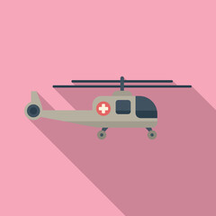 Fly rescue helicopter icon flat vector. Air military. Aerial guard