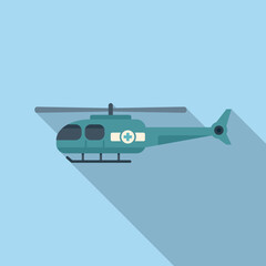 Army rescue helicopter icon flat vector. Air transport. Aerial guard