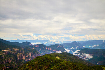 landscape in summer, mountains with cloudy sky, canyons and cliffs in mexiquillo durango 