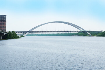 Beautiful view of modern bridge over river