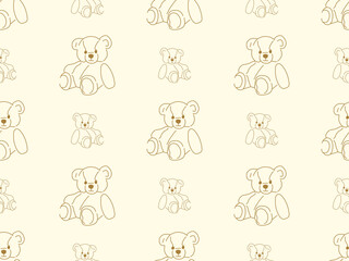 Bear cartoon character seamless pattern on orange background