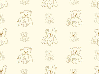 Bear cartoon character seamless pattern on orange background