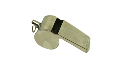 One silver whistle with a transparent background