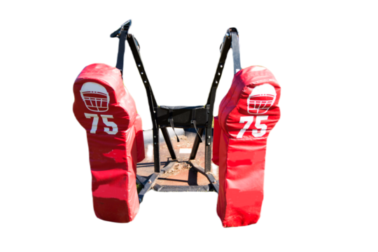 Red two person football sled with a transparent background