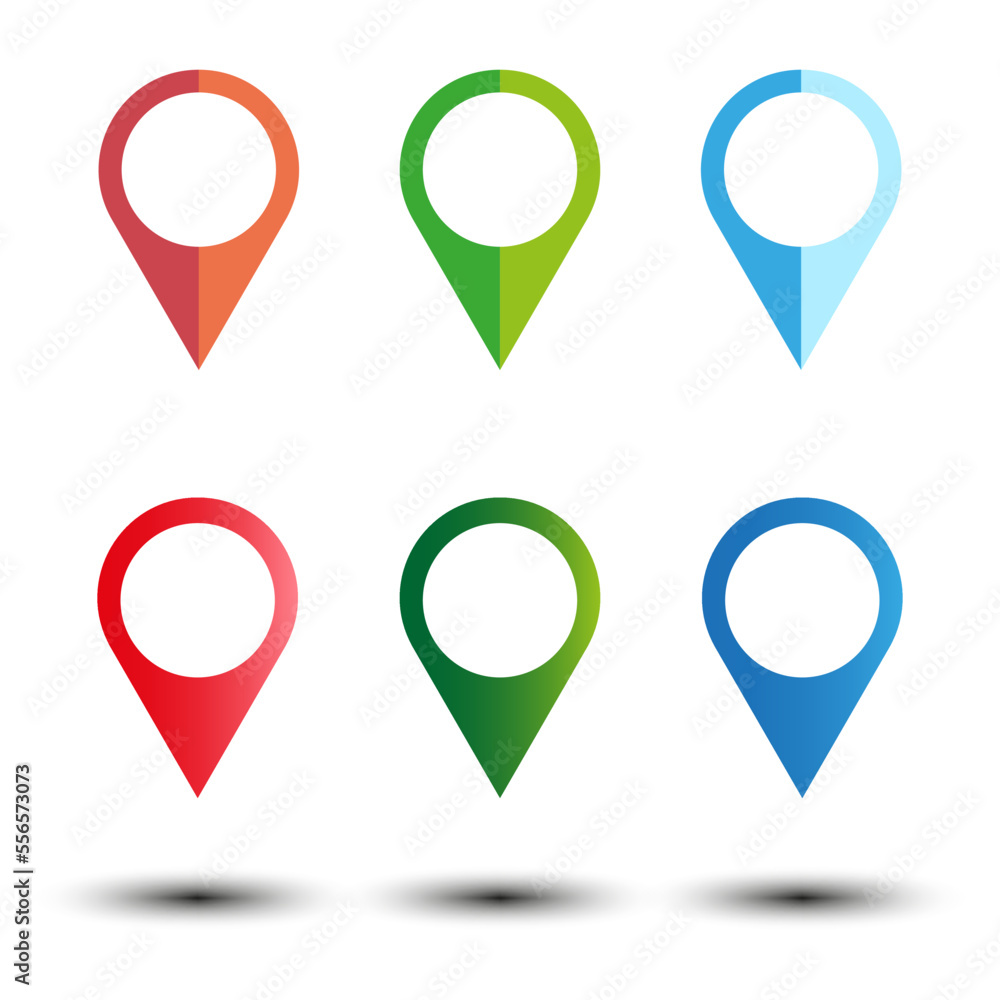 Poster empty pins on white background. gps pointer marker icon. mark location. vector illustration. stock i