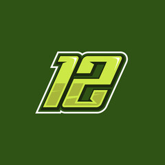 Racing number 12 logo design vector