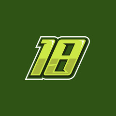 Racing number 18 logo design vector
