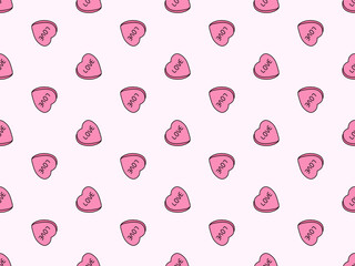 Love cartoon character seamless pattern on pink background