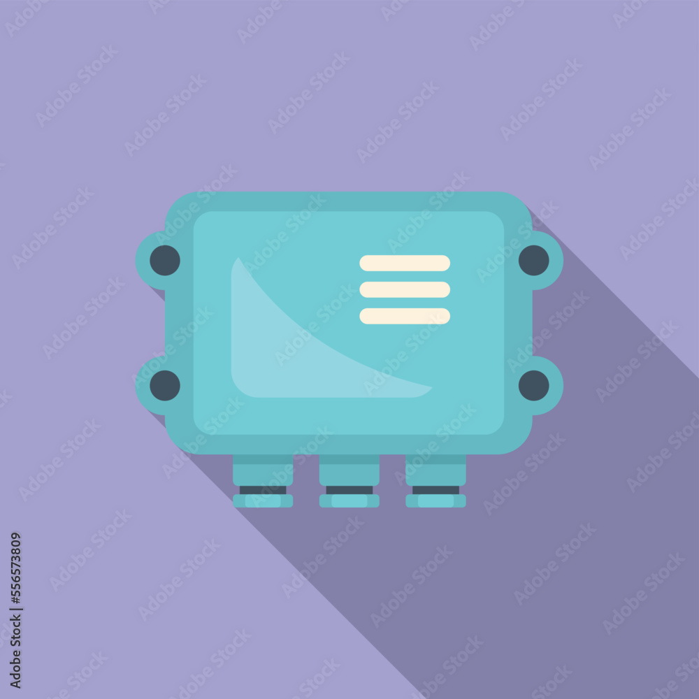 Poster light junction box icon flat vector. safety light. control close