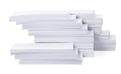 Stacks of paper sheets on white background