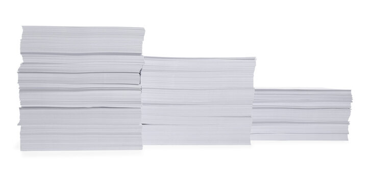 Stacks of paper sheets on white background