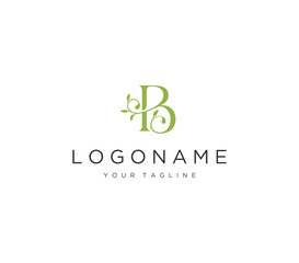 letter B organic minimalist luxury logo design icon vector