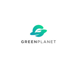 letter G leaf planet logo design vector template