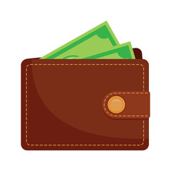 Wallet with Money Inside Icon Vector Illustration