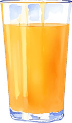 orange juice hand drawn with watercolor painting style illustration